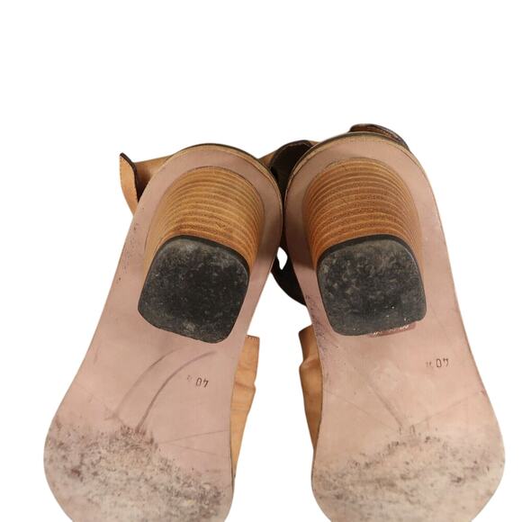 Michael Jolie Shoes Womens 40.5 Heel Sandals Leather Fashion Ankle Strap Brown - Picture 13 of 16